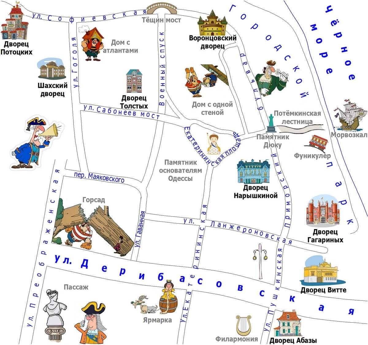 Одесские дворцы экскурсия карта